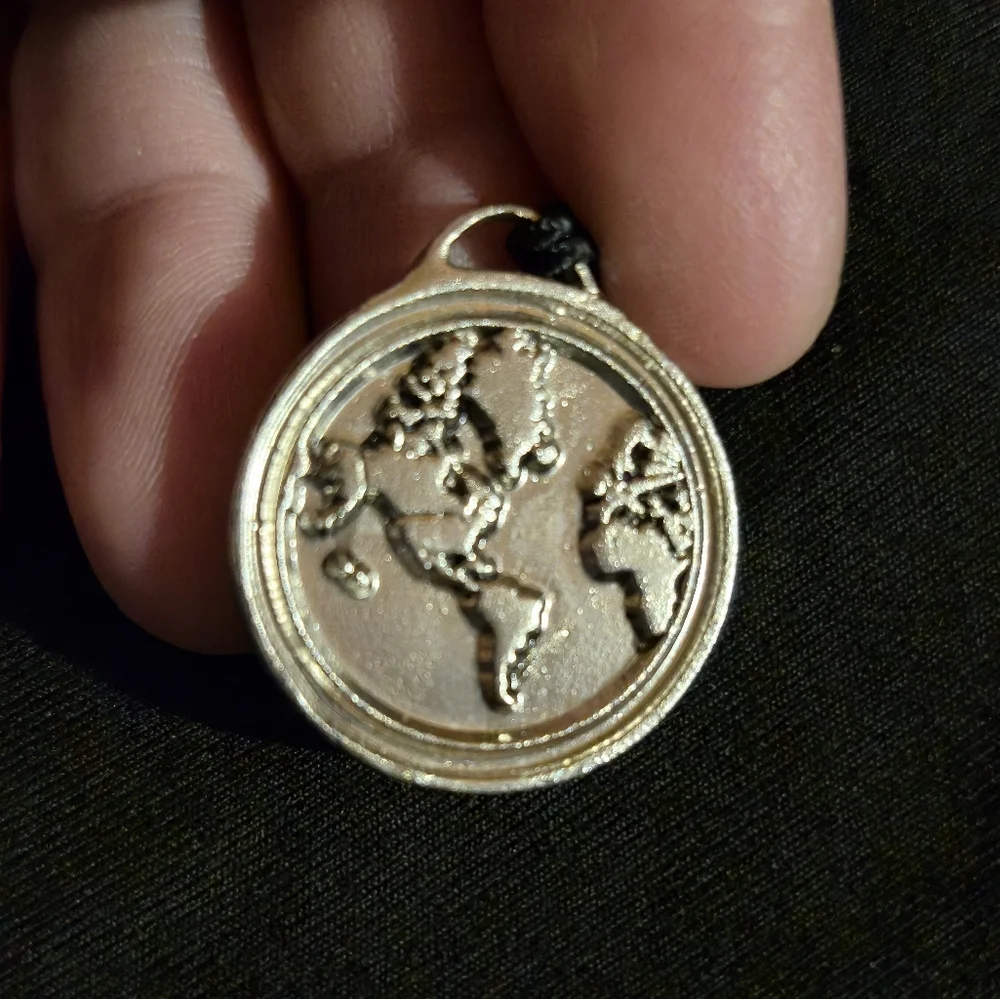 Silver‎ Map Pendant with 'Grace' Inscription